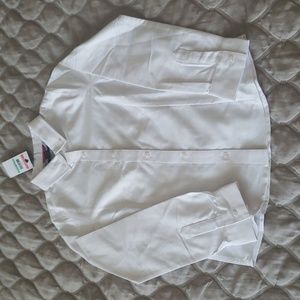 Girl's white Oxford long sleeve collar button down blouse